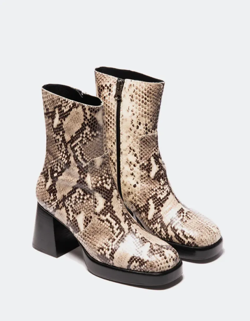 Platform|Ankle Boots-L'INTERVALLE Sullivan Natural Snake