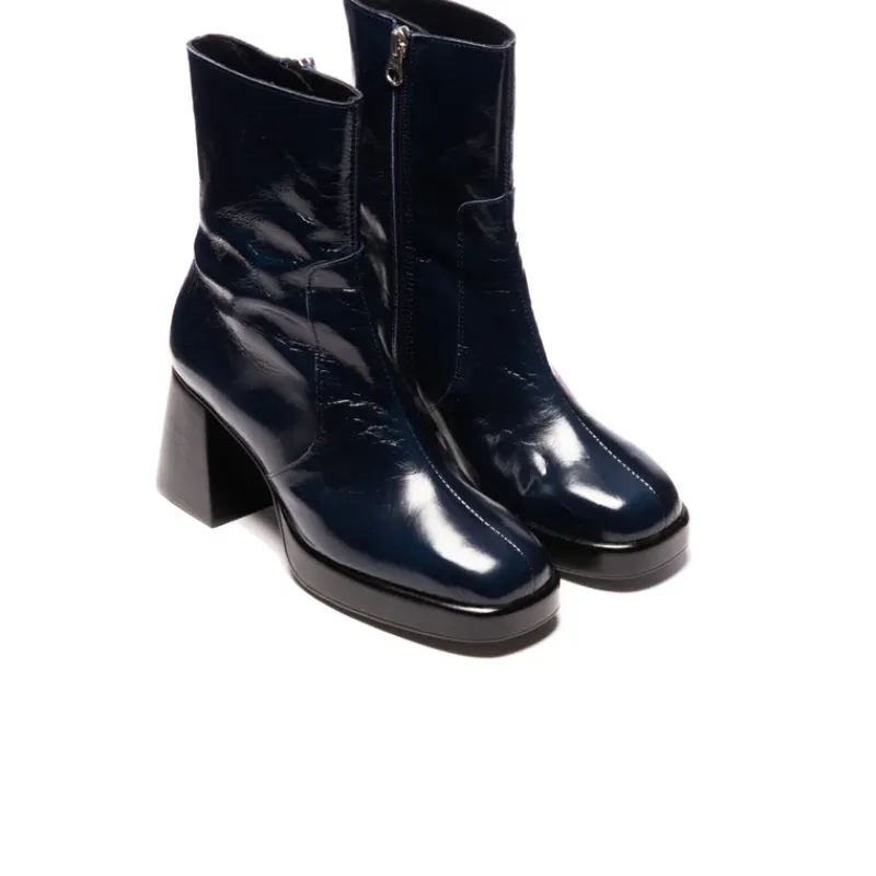 Platform|Ankle Boots-L'INTERVALLE Sullivan Navy Leather
