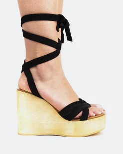 Wood Sandals|Wedges-L'INTERVALLE Sybille Black Suede