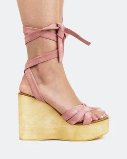 Wood Sandals|Wedges-L'INTERVALLE Sybille Pink Suede