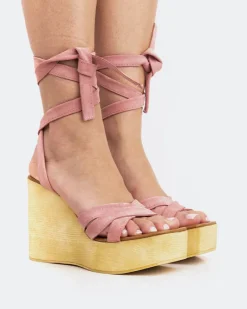 Wood Sandals|Wedges-L'INTERVALLE Sybille Pink Suede