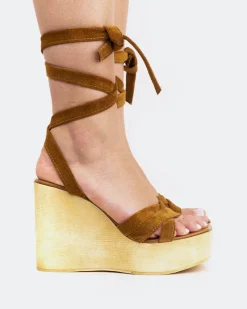 Wood Sandals|Wedges-L'INTERVALLE Sybille Tan Suede
