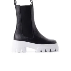 Chelsea|Ankle Boots-L'INTERVALLE Tacoma Black Leather/White Sole