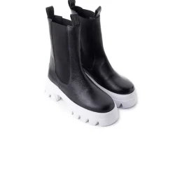 Chelsea|Ankle Boots-L'INTERVALLE Tacoma Black Leather/White Sole