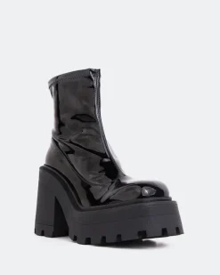 Platform|Ankle Boots-L'INTERVALLE Tana Black Shiny Leather