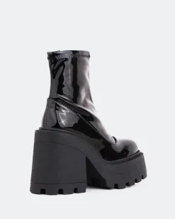 Platform|Ankle Boots-L'INTERVALLE Tana Black Shiny Leather