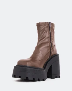 Platform|Ankle Boots-L'INTERVALLE Tana Brown Leather