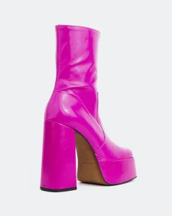 Platform|Ankle Boots-L'INTERVALLE Tate Fuchsia Leather