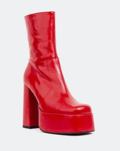 Platform|Ankle Boots-L'INTERVALLE Tate Red Leather