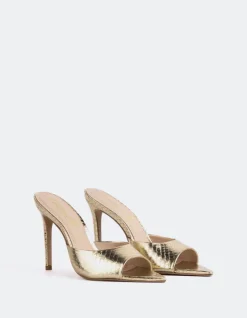 High Heels|Mules-L'INTERVALLE Thelma Gold Snake Leather