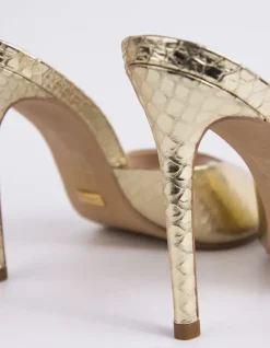 High Heels|Mules-L'INTERVALLE Thelma Gold Snake Leather