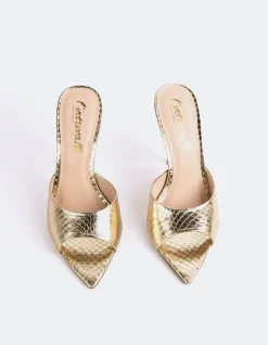 High Heels|Mules-L'INTERVALLE Thelma Gold Snake Leather