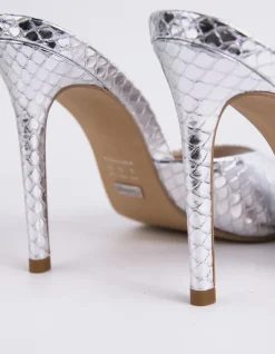 High Heels|Mules-L'INTERVALLE Thelma Silver Snake Leather