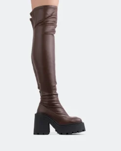 Over-the-knee|Stretch-L'INTERVALLE Tialo Brown Stretch