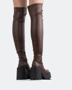 Over-the-knee|Stretch-L'INTERVALLE Tialo Brown Stretch