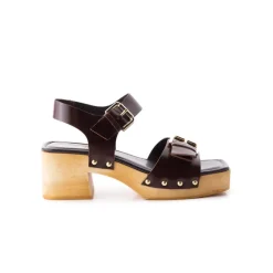 Wood Sandals-L'INTERVALLE Tiril Chestnut Leather