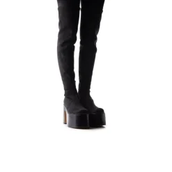 Over-the-knee|Stretch-L'INTERVALLE Trigger Black Suede Stretch