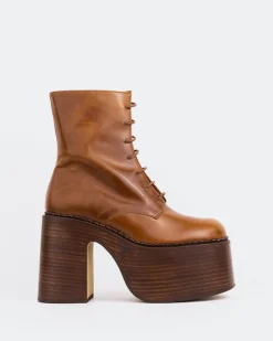 Platform|Lace-up-L'INTERVALLE Tripp Cognac Leather