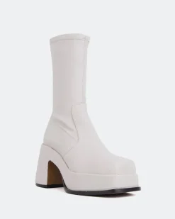 Platform|Ankle Boots-L'INTERVALLE Turcot Off White Stretch