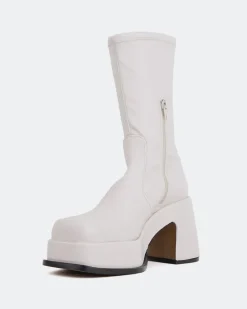Platform|Ankle Boots-L'INTERVALLE Turcot Off White Stretch