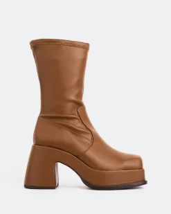 Platform|Ankle Boots-L'INTERVALLE Turcot Tan Stretch