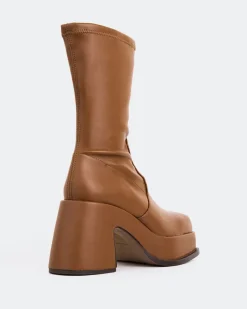 Platform|Ankle Boots-L'INTERVALLE Turcot Tan Stretch