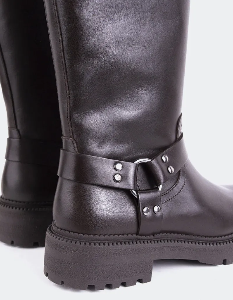 Tall Boots-L'INTERVALLE Turvol Brown Leather