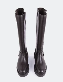 Tall Boots-L'INTERVALLE Turvol Brown Leather