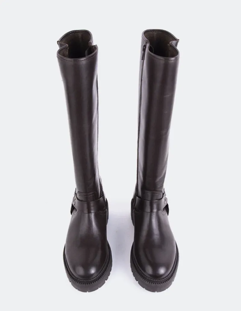 Tall Boots-L'INTERVALLE Turvol Brown Leather