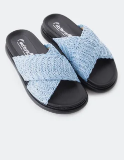 Flats-L'INTERVALLE Tuva Turquoise Raffia
