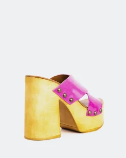 Wood Sandals-L'INTERVALLE Twist Fuchsia Leather