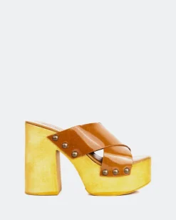 Wood Sandals-L'INTERVALLE Twist Tan Leather