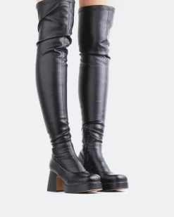 Over-the-knee|Stretch-L'INTERVALLE Ulina Black Stretch
