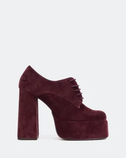 Platforms|Lace-up-L'INTERVALLE Ursuline Burgundy Suede