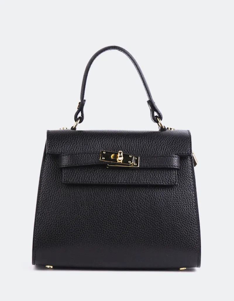 Top Handle-L'INTERVALLE Vance Black Leather