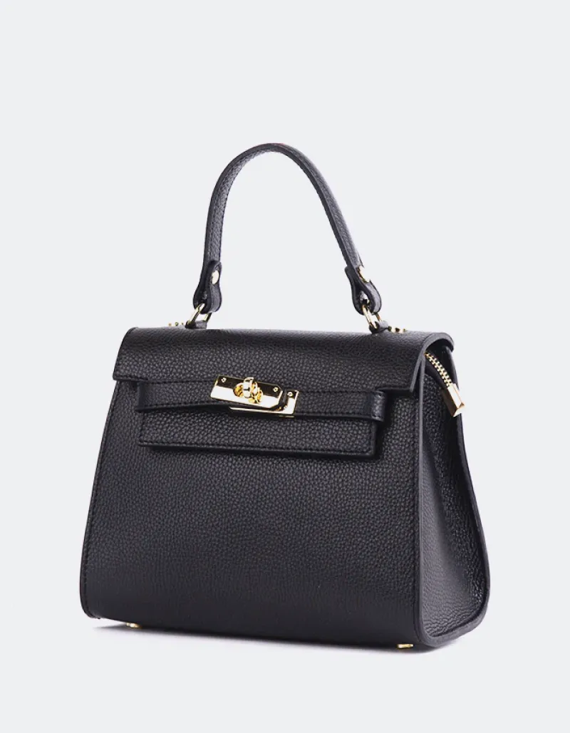 Top Handle-L'INTERVALLE Vance Black Leather