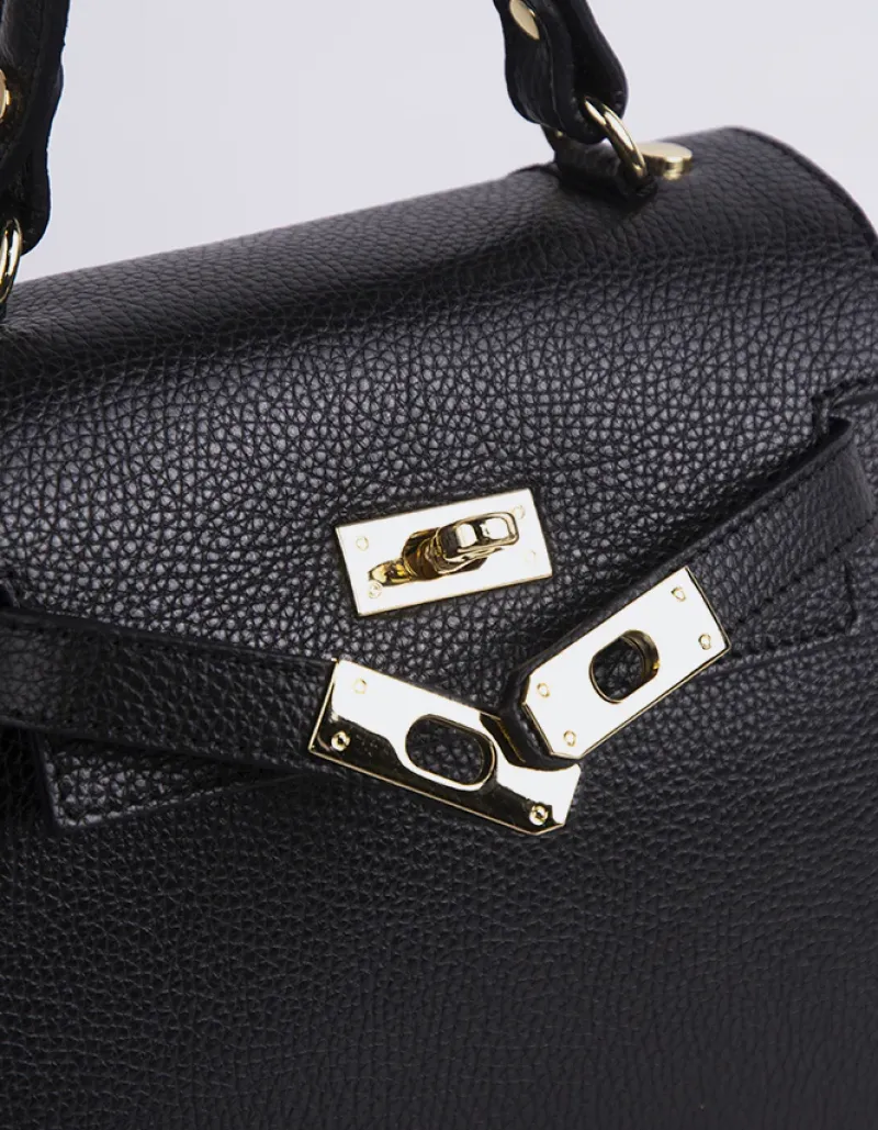 Top Handle-L'INTERVALLE Vance Black Leather