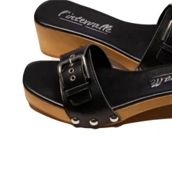 Wood Sandals|Mules-L'INTERVALLE Vanja Black Leather