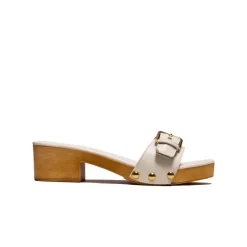 Wood Sandals|Mules-L'INTERVALLE Vanja White Leather