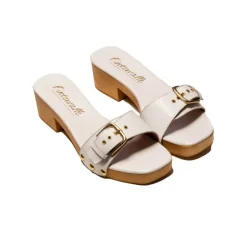 Wood Sandals|Mules-L'INTERVALLE Vanja White Leather