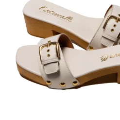 Wood Sandals|Mules-L'INTERVALLE Vanja White Leather