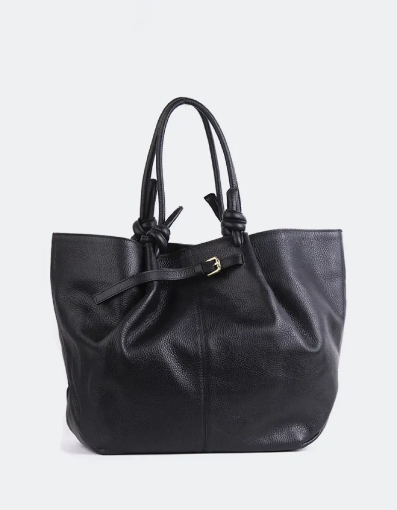 Top Handle-L'INTERVALLE Varden Black Leather