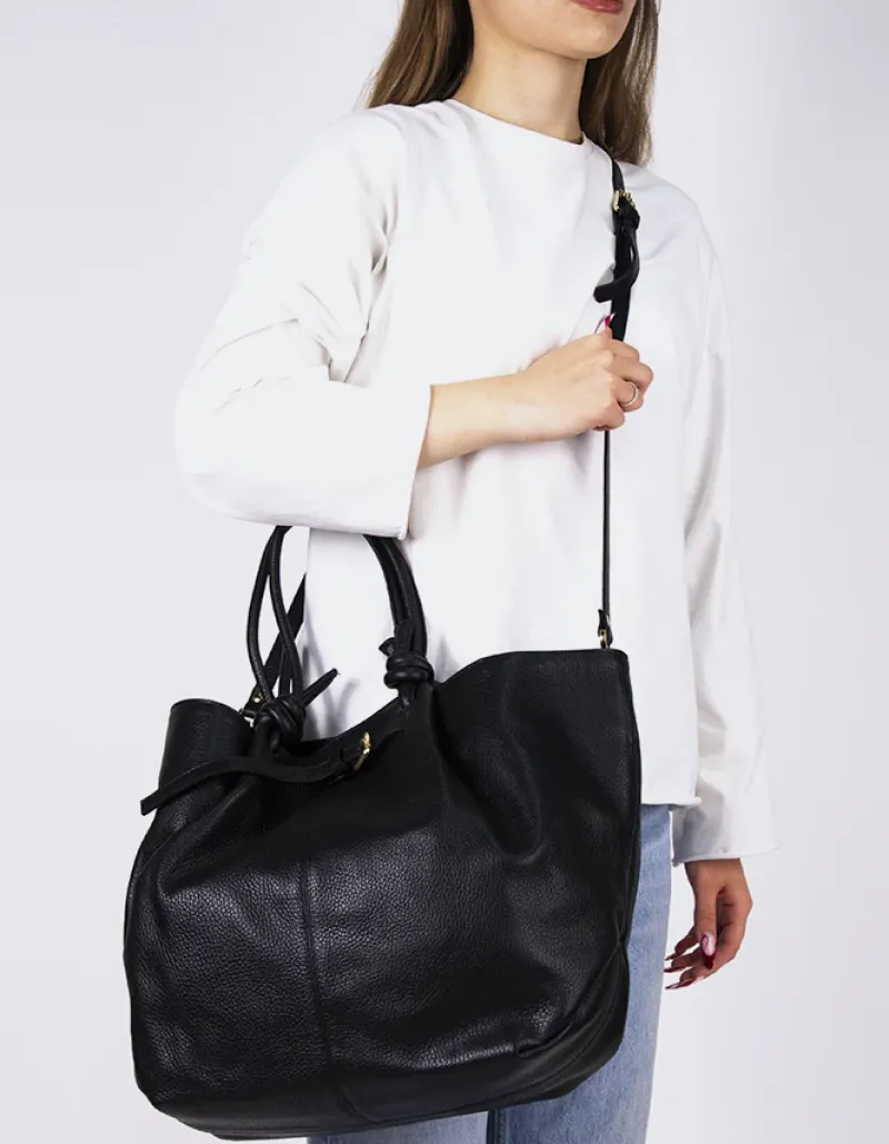 Top Handle-L'INTERVALLE Varden Black Leather