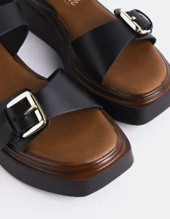 Wedges-L'INTERVALLE Varvara Black Leather