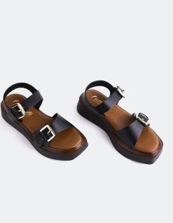 Wedges-L'INTERVALLE Varvara Black Leather