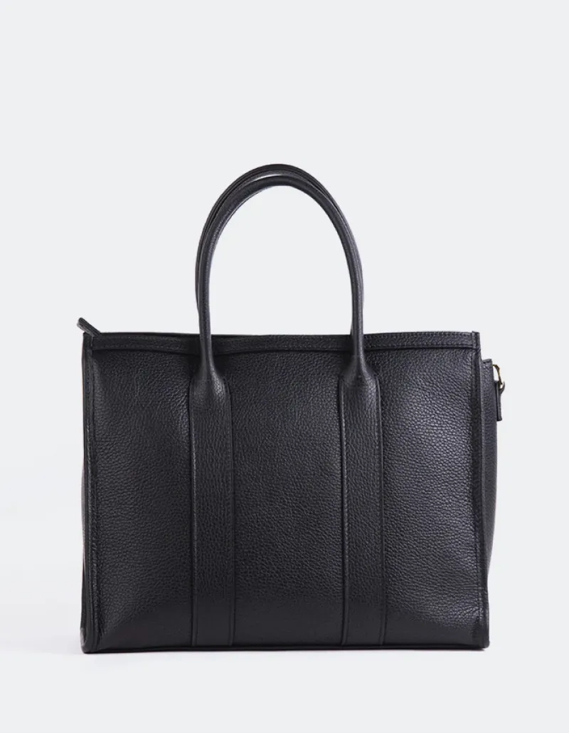 Top Handle-L'INTERVALLE Veena Black Leather