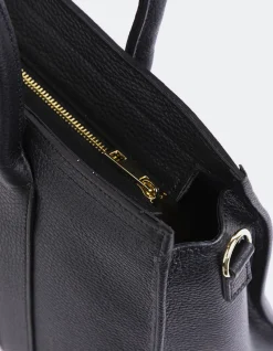 Top Handle-L'INTERVALLE Veena Black Leather