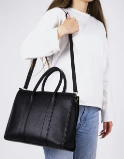 Top Handle-L'INTERVALLE Veena Black Leather