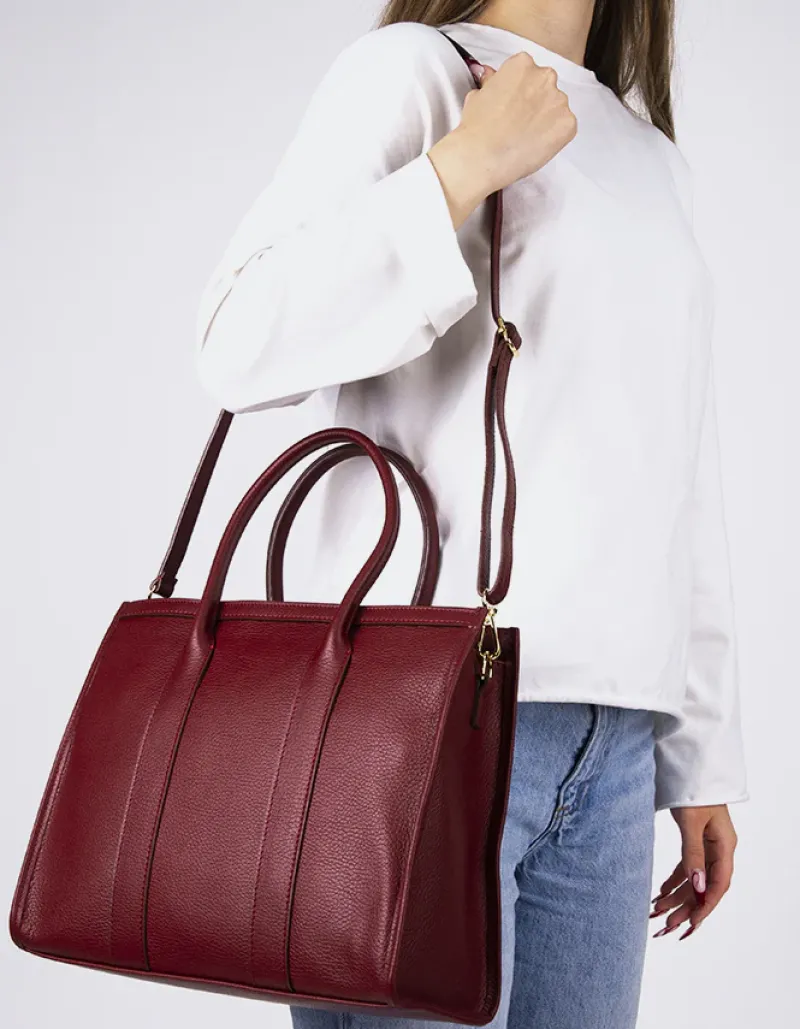 Top Handle-L'INTERVALLE Veena Burgundy Leather