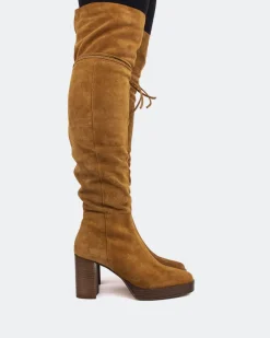 Over-the-knee|Platform-L'INTERVALLE Veneto Cognac Suede